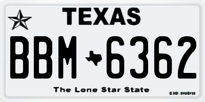 TX license plate BBM6362