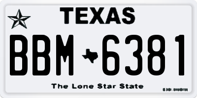 TX license plate BBM6381