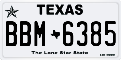 TX license plate BBM6385