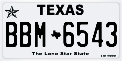TX license plate BBM6543