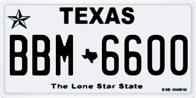 TX license plate BBM6600