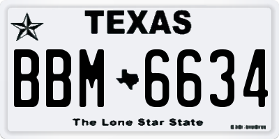 TX license plate BBM6634