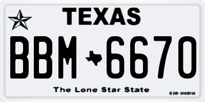 TX license plate BBM6670