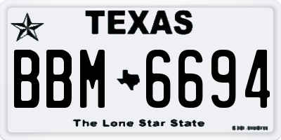 TX license plate BBM6694
