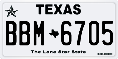TX license plate BBM6705