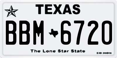 TX license plate BBM6720