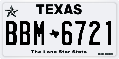 TX license plate BBM6721