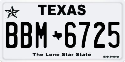 TX license plate BBM6725