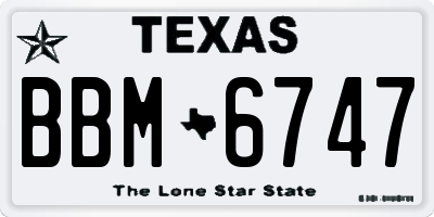 TX license plate BBM6747
