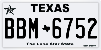 TX license plate BBM6752