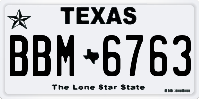 TX license plate BBM6763