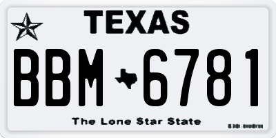 TX license plate BBM6781