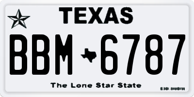 TX license plate BBM6787