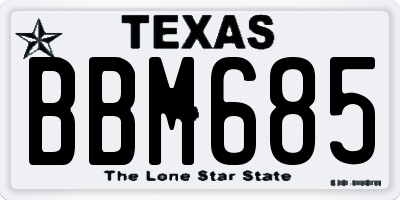 TX license plate BBM685