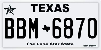 TX license plate BBM6870