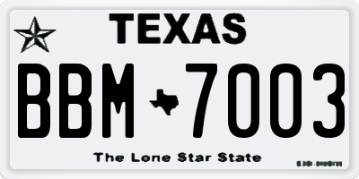 TX license plate BBM7003