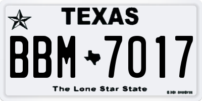 TX license plate BBM7017