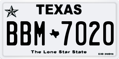 TX license plate BBM7020