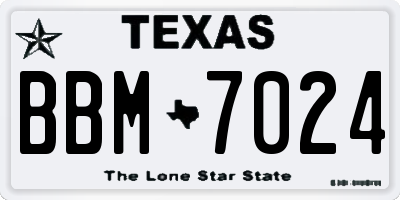 TX license plate BBM7024