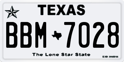 TX license plate BBM7028