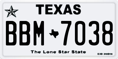 TX license plate BBM7038