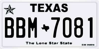 TX license plate BBM7081