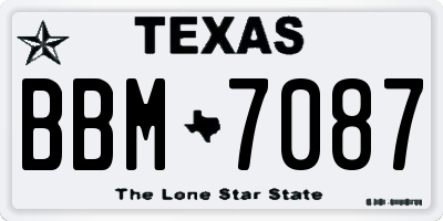 TX license plate BBM7087