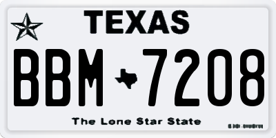 TX license plate BBM7208