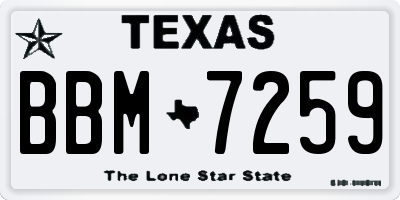 TX license plate BBM7259