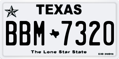 TX license plate BBM7320