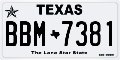 TX license plate BBM7381