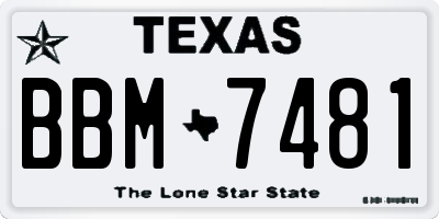TX license plate BBM7481