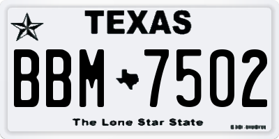 TX license plate BBM7502