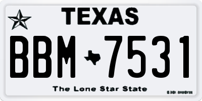 TX license plate BBM7531