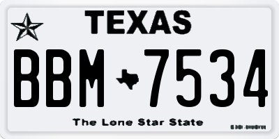 TX license plate BBM7534