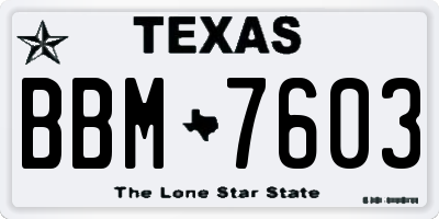 TX license plate BBM7603