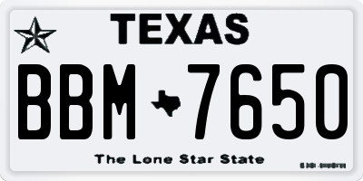 TX license plate BBM7650