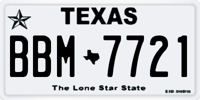 TX license plate BBM7721