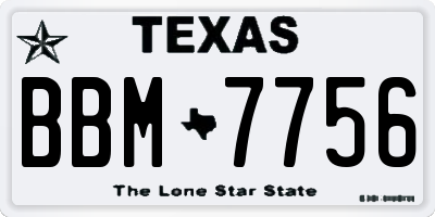 TX license plate BBM7756