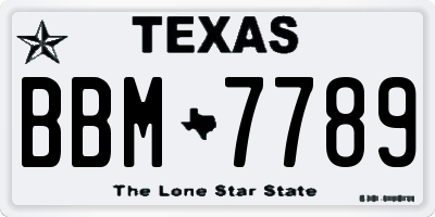 TX license plate BBM7789