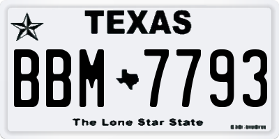 TX license plate BBM7793