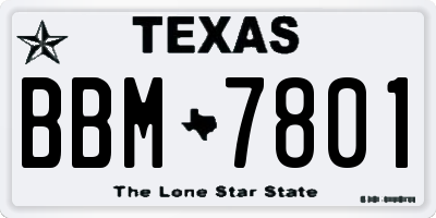 TX license plate BBM7801