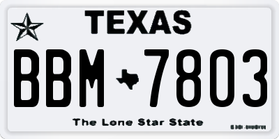 TX license plate BBM7803