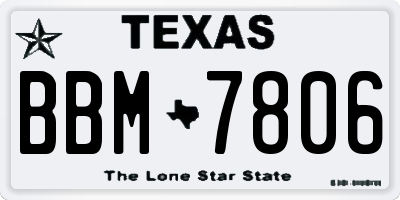 TX license plate BBM7806