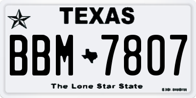 TX license plate BBM7807