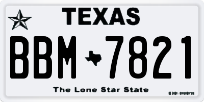 TX license plate BBM7821