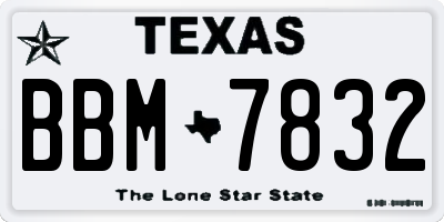 TX license plate BBM7832