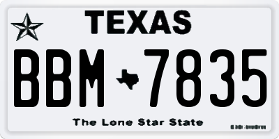 TX license plate BBM7835