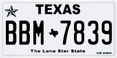 TX license plate BBM7839