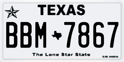 TX license plate BBM7867